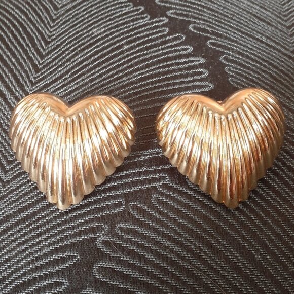 Zara Gold Heart-Shaped Statement Earrings - Picture 13 of 13